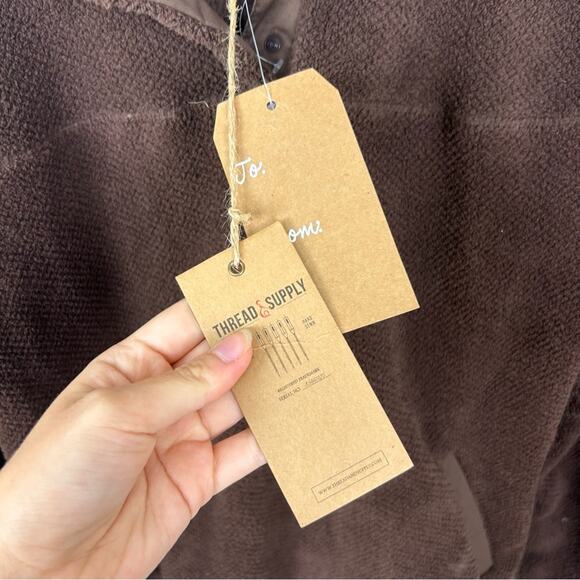 NWT Thread & Supply Brown Sherpa Pullover Jacket Size S - Picture 7 of 11